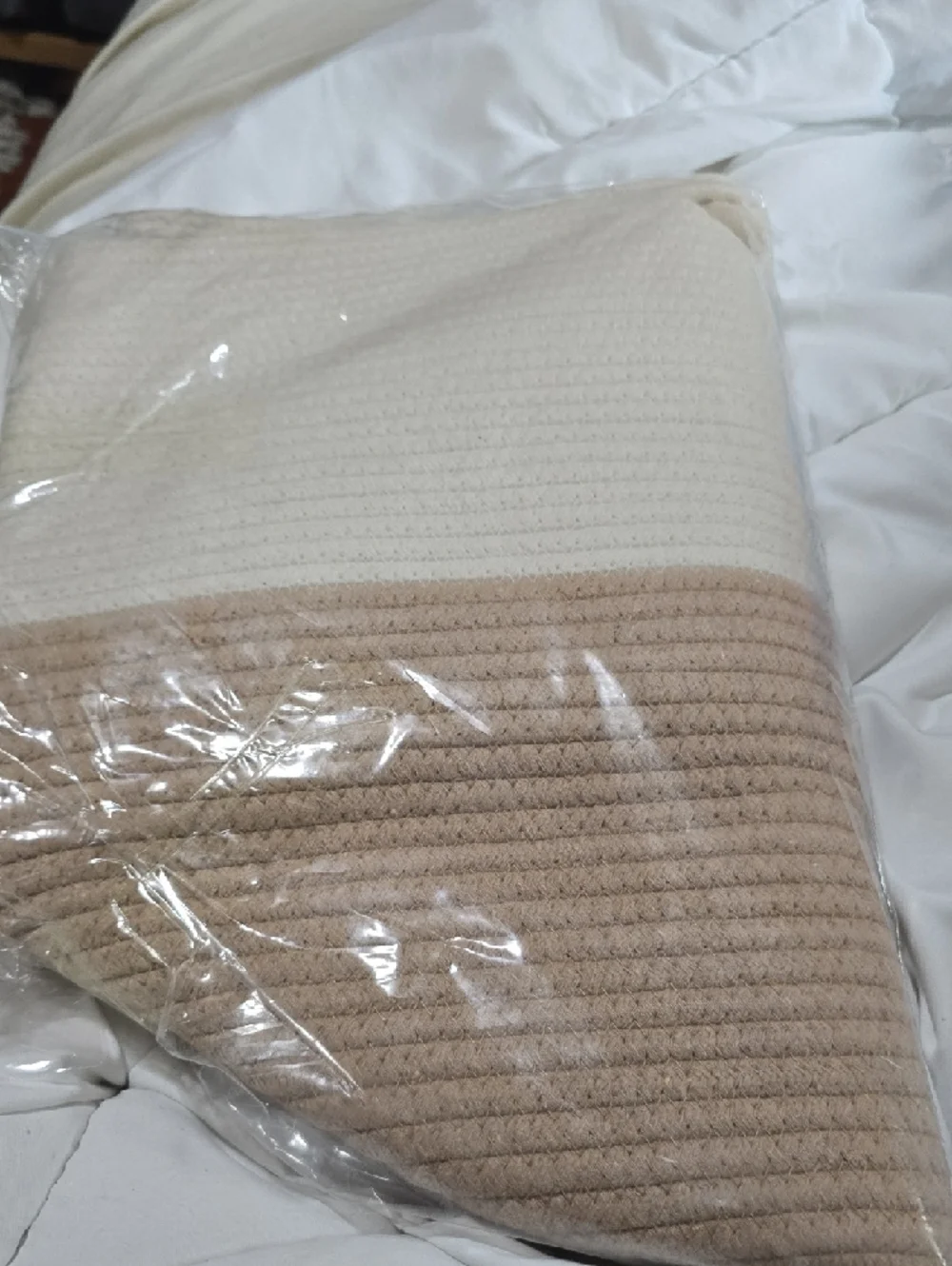 Cotton Rope Storage Basket - Cream & Tan